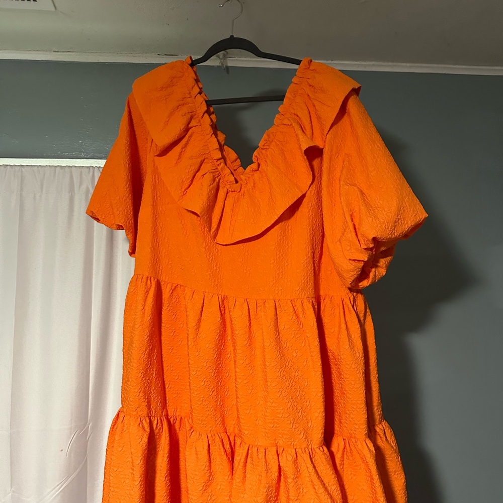 Elegant Orange Ruffle Dress